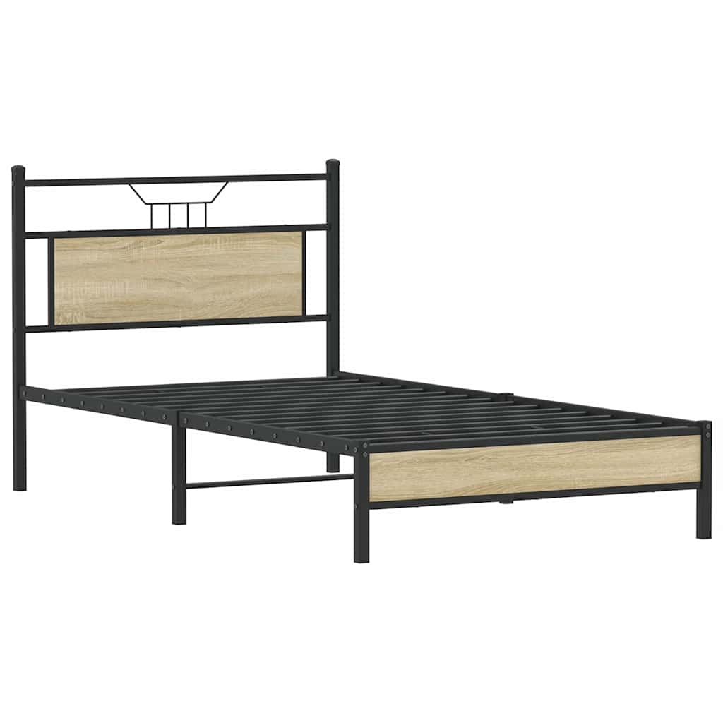 Bed Frame without Mattress Sonoma Oak 107x203 cm Engineered Wood