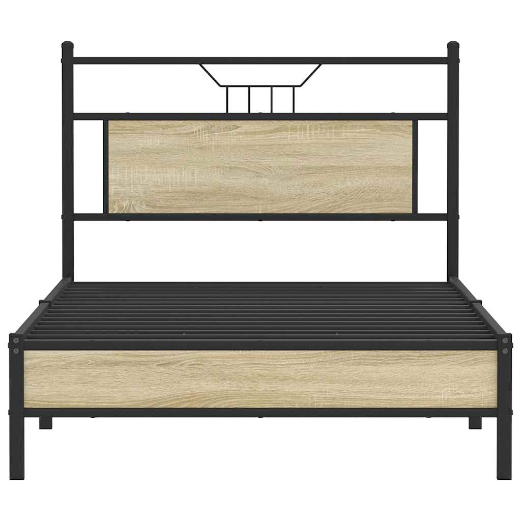 Bed Frame without Mattress Sonoma Oak 107x203 cm Engineered Wood