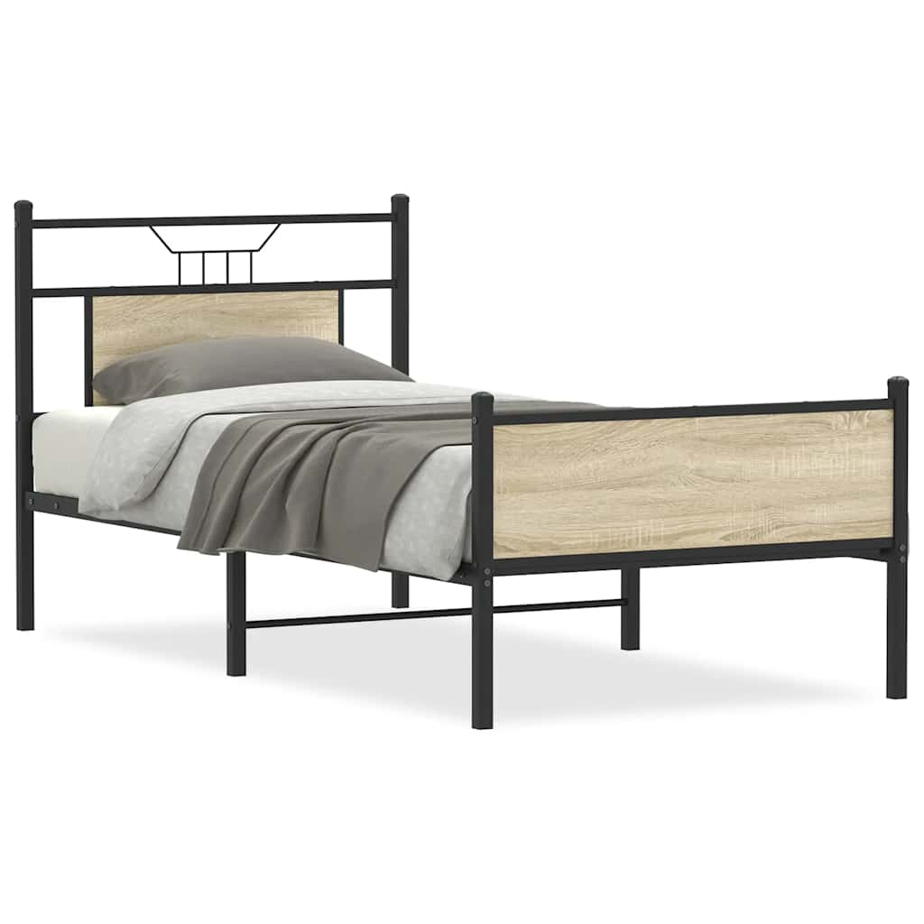 Bed Frame without Mattress Sonoma Oak 75x190 cm Small Single Engineered Wood