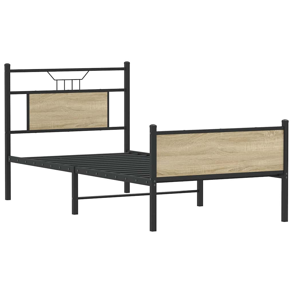 Bed Frame without Mattress Sonoma Oak 75x190 cm Small Single Engineered Wood