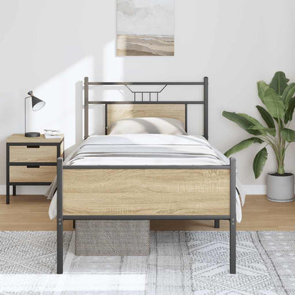 Bed Frame without Mattress Sonoma Oak 75x190 cm Small Single Engineered Wood