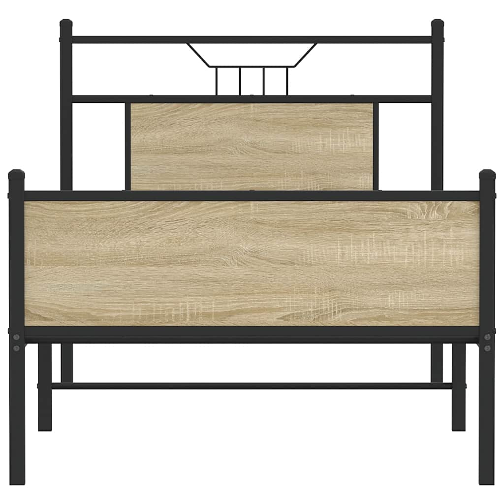 Bed Frame without Mattress Sonoma Oak 75x190 cm Small Single Engineered Wood