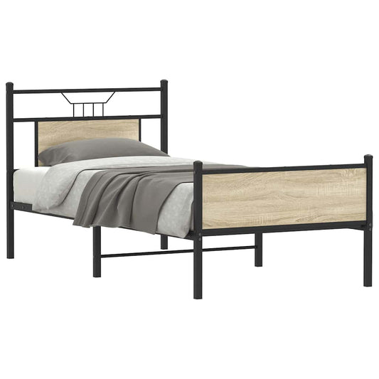 Bed Frame without Mattress Sonoma Oak 75x190 cm Small Single Engineered Wood