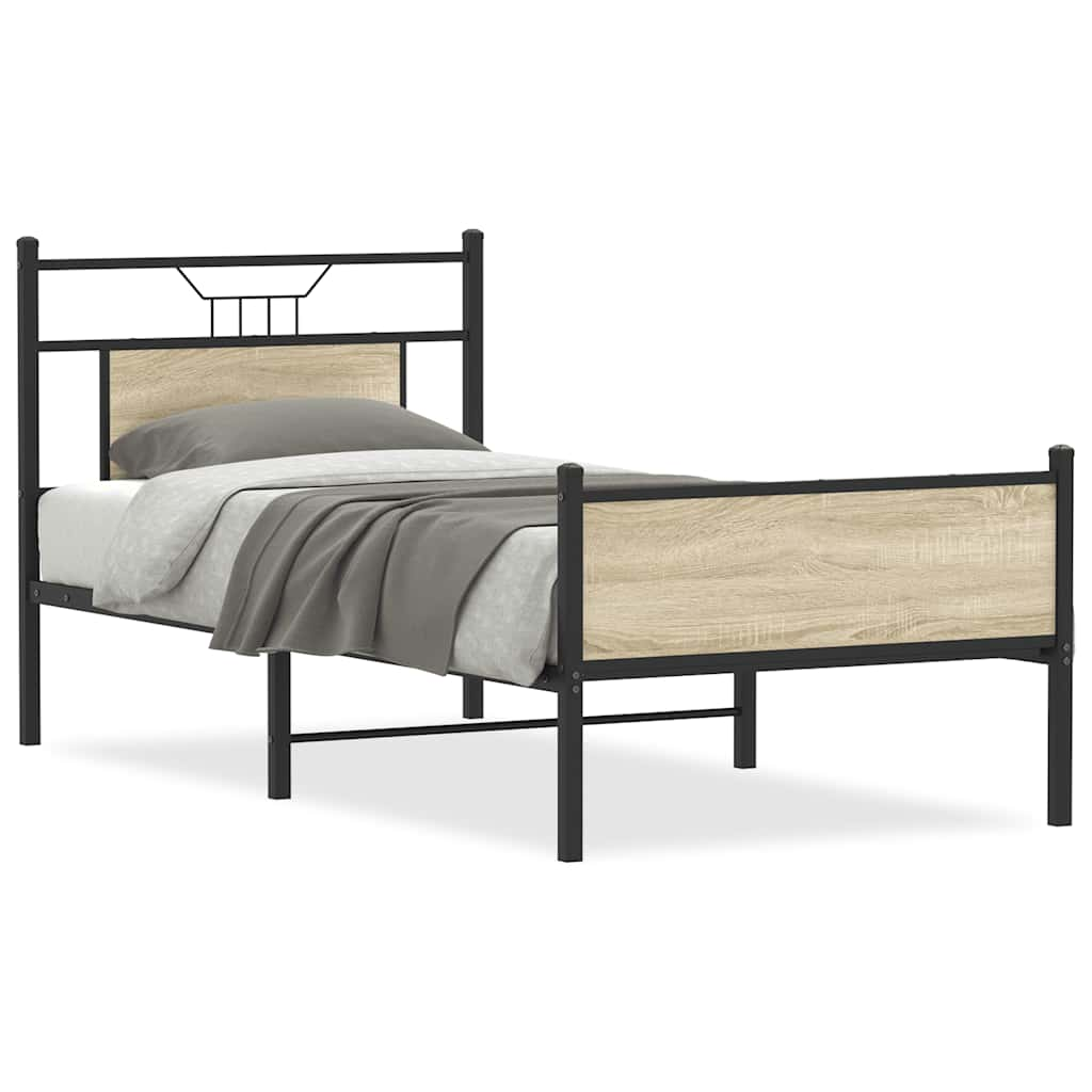 Bed Frame without Mattress Sonoma Oak 80x200 cm Engineered Wood