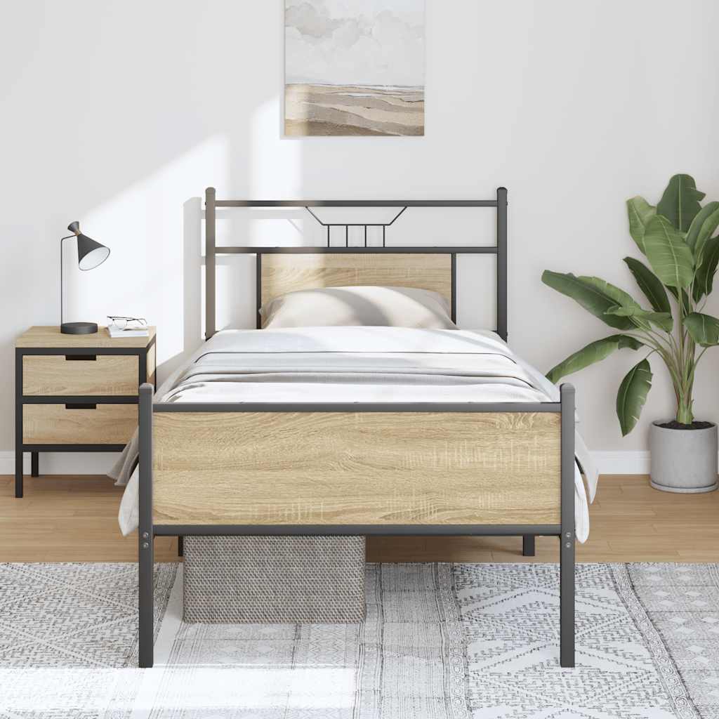 Bed Frame without Mattress Sonoma Oak 80x200 cm Engineered Wood