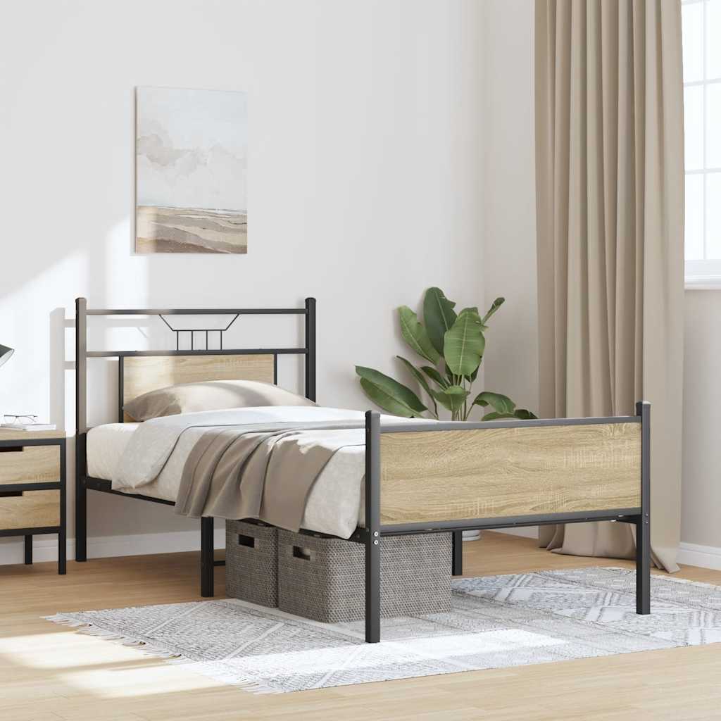 Bed Frame without Mattress Sonoma Oak 90x190 cm Single Engineered Wood