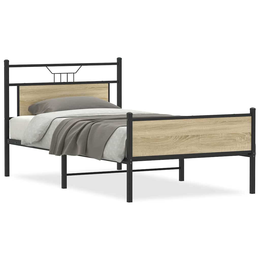 Bed Frame without Mattress Sonoma Oak 100x200 cm Engineered Wood