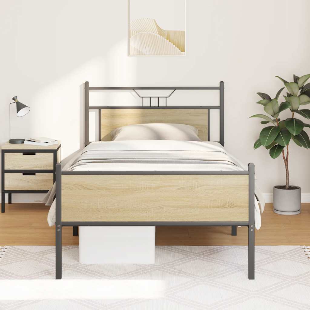 Bed Frame without Mattress Sonoma Oak 100x200 cm Engineered Wood