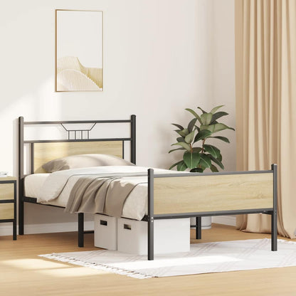 Bed Frame without Mattress Sonoma Oak 100x200 cm Engineered Wood