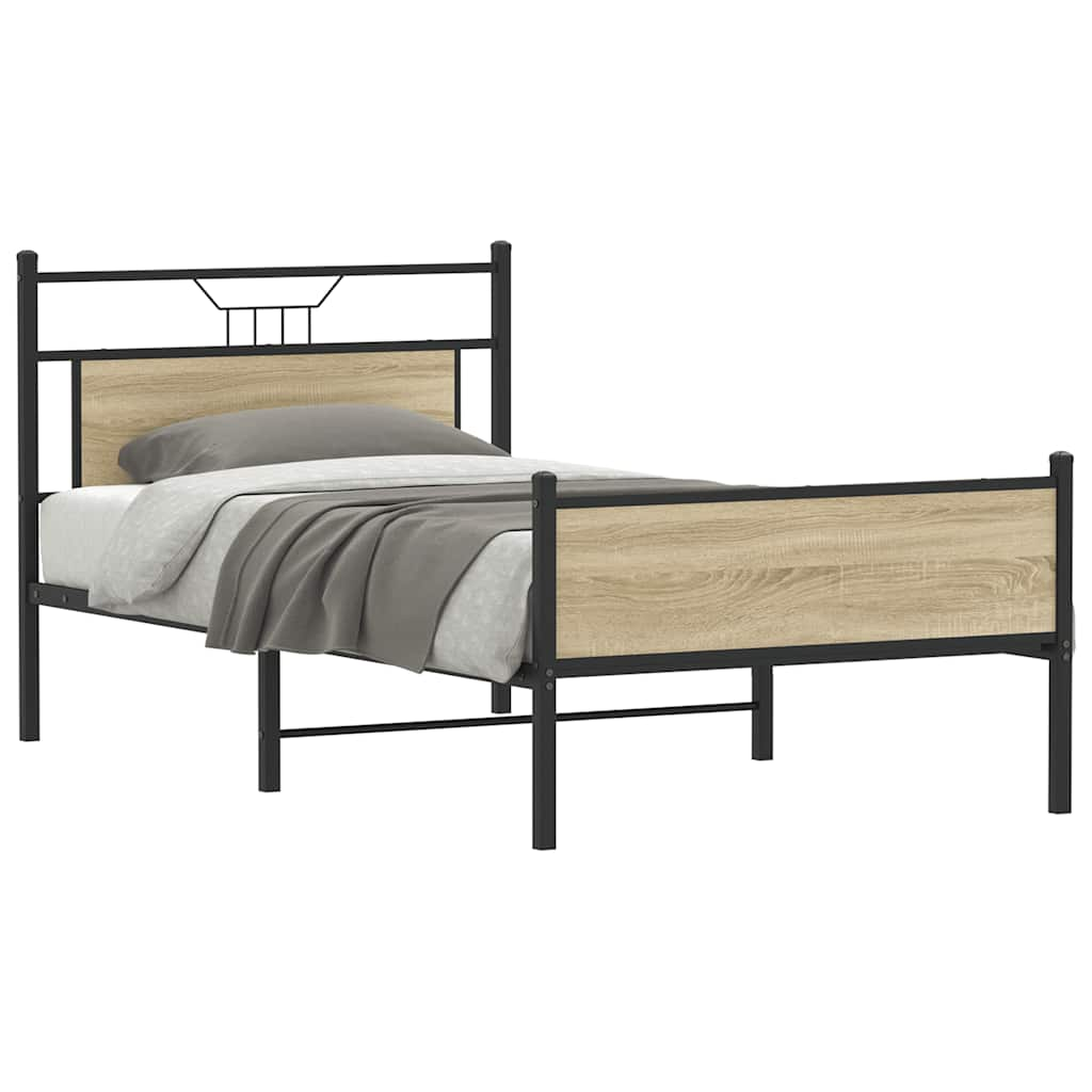 Bed Frame without Mattress Sonoma Oak 100x200 cm Engineered Wood