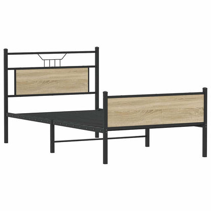 Bed Frame without Mattress Sonoma Oak 107x203 cm Engineered Wood