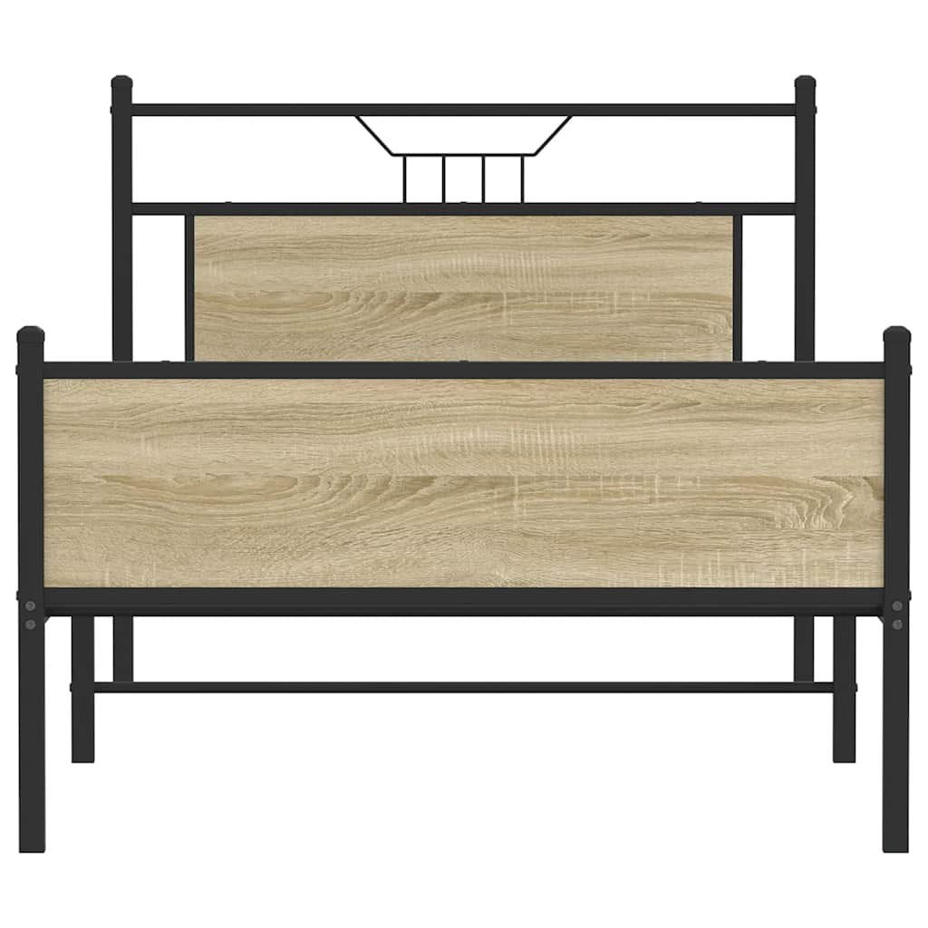 Bed Frame without Mattress Sonoma Oak 107x203 cm Engineered Wood