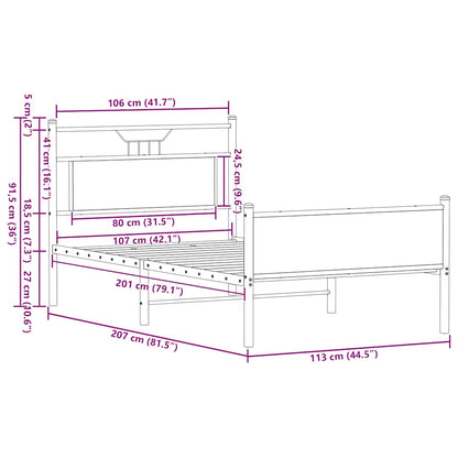 Bed Frame without Mattress Sonoma Oak 107x203 cm Engineered Wood