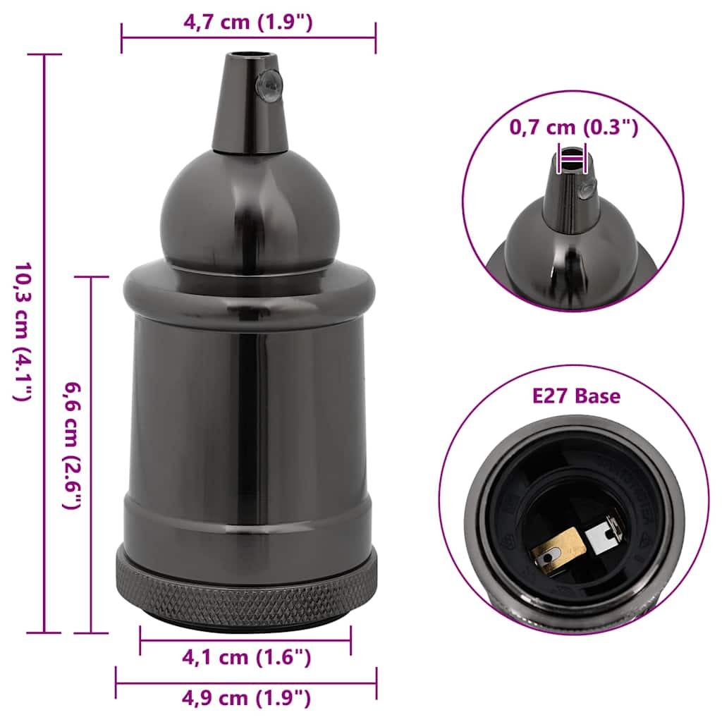 Lamp Holders 2 pcs Glossy Black E27