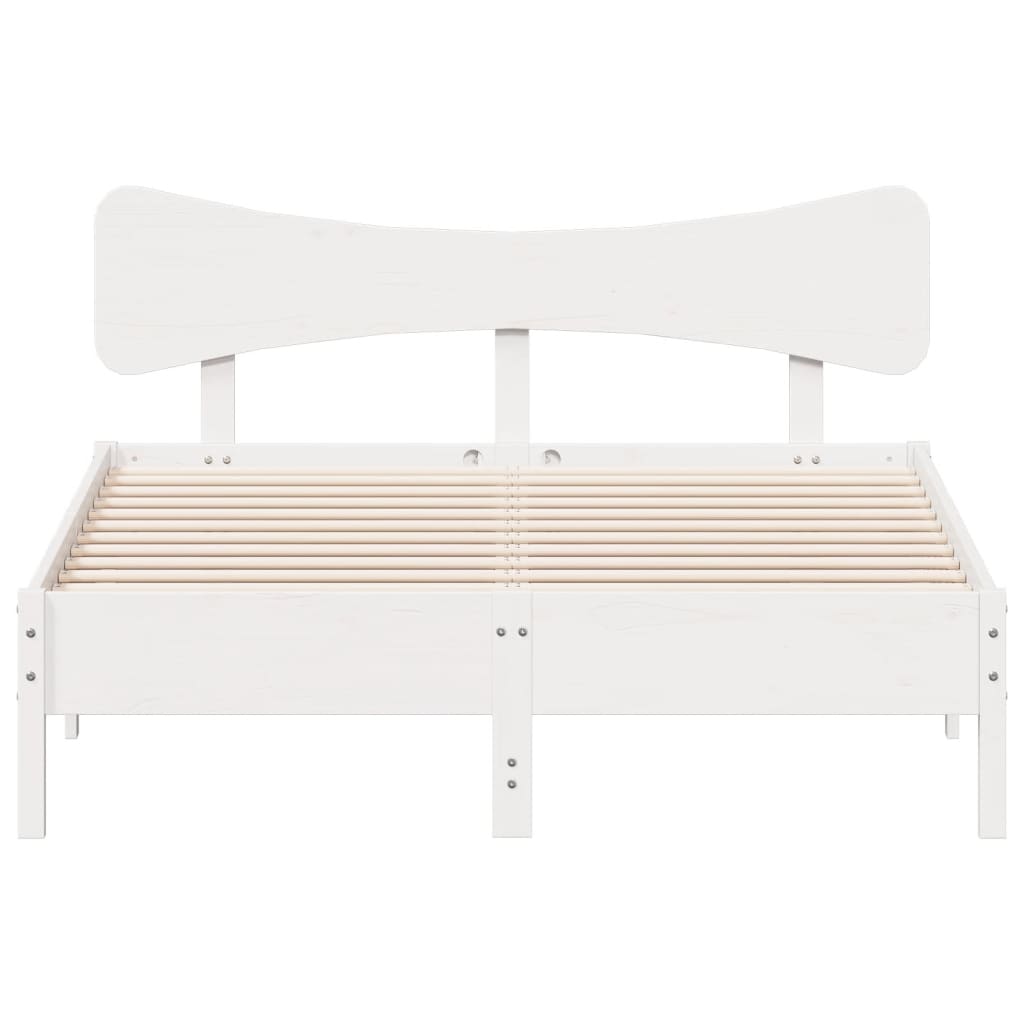 Bed Frame without Mattress White 150x200 cm King Size Solid Wood Pine