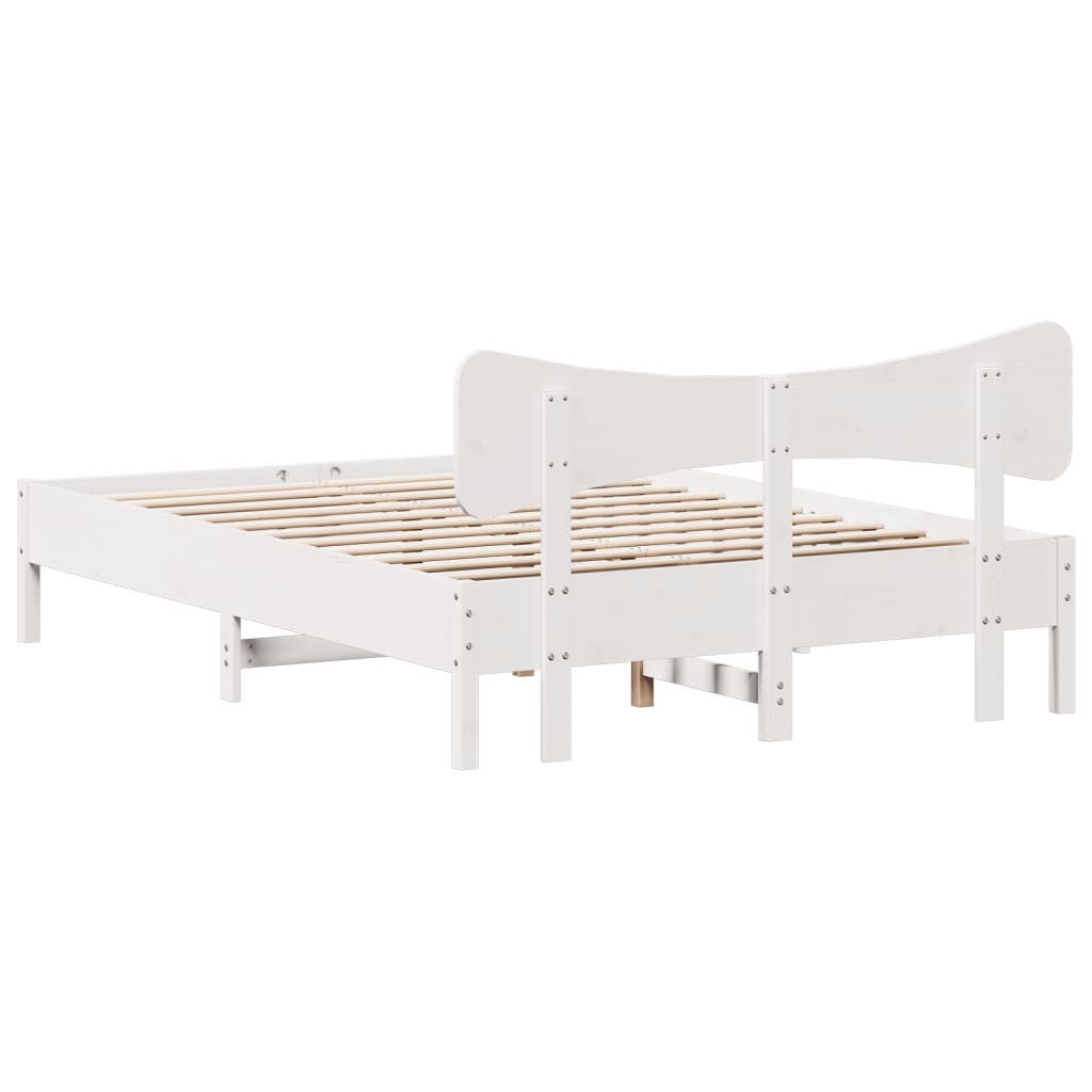 Bed Frame without Mattress White 150x200 cm King Size Solid Wood Pine