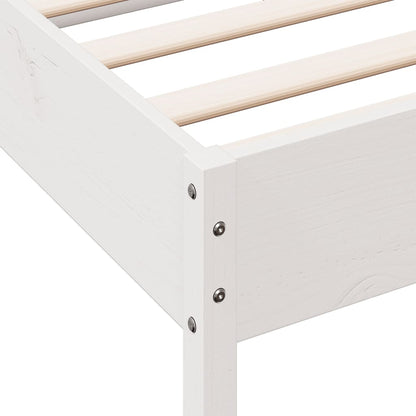 Bed Frame without Mattress White 150x200 cm King Size Solid Wood Pine