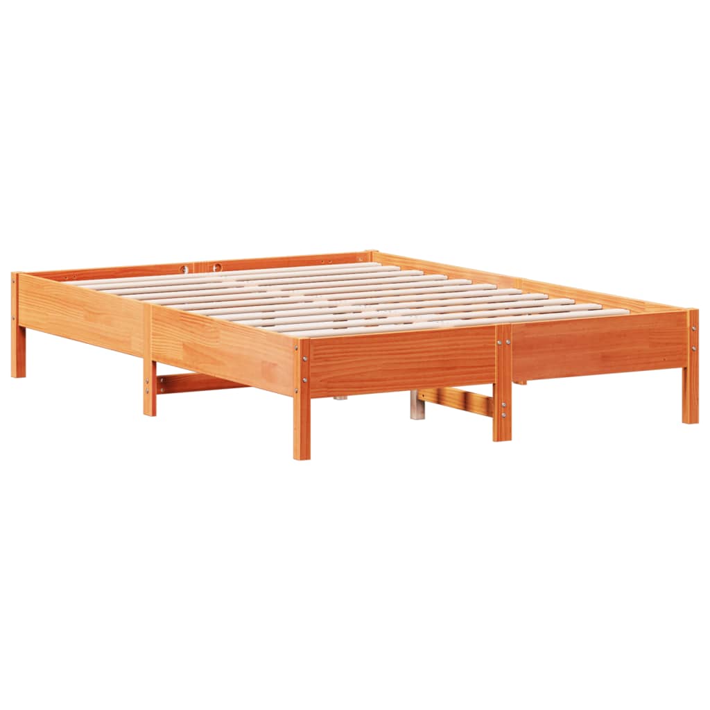 Bed Frame without Mattress Wax Brown 150x200 cm King Size Solid Wood Pine