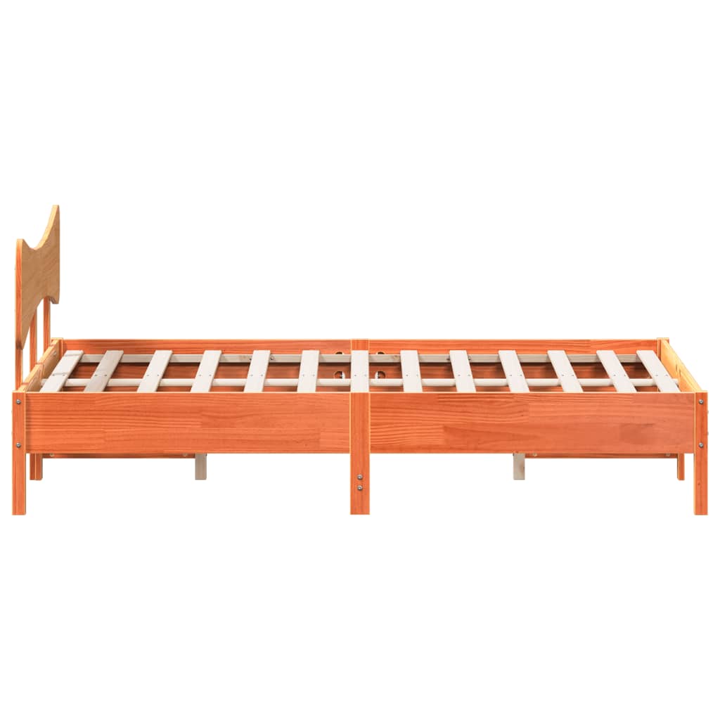 Bed Frame without Mattress Wax Brown 150x200 cm King Size Solid Wood Pine