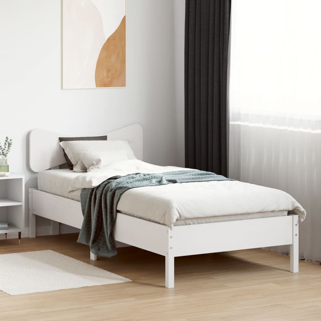 Bed Frame without Mattress White 90x190 cm Single Solid Wood Pine