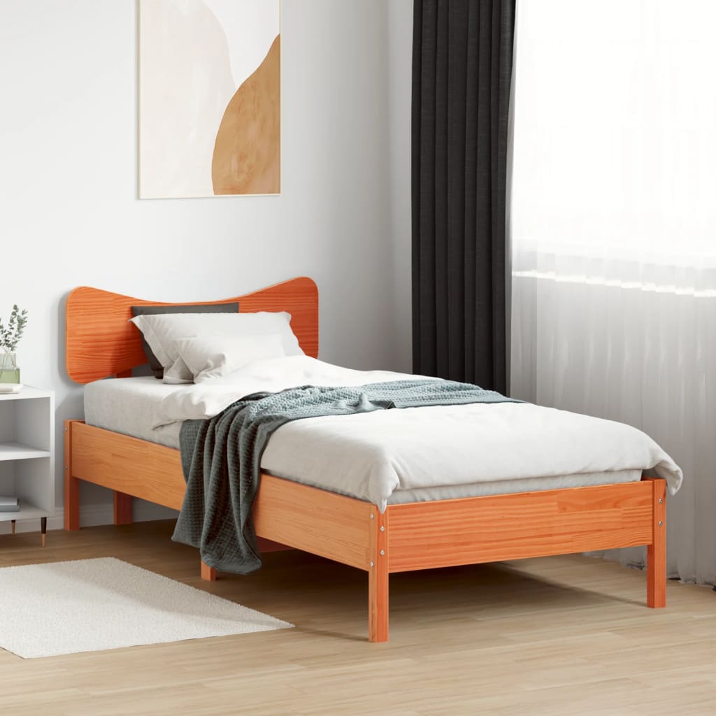 Bed Frame without Mattress Wax Brown 90x190 cm Single Solid Wood Pine