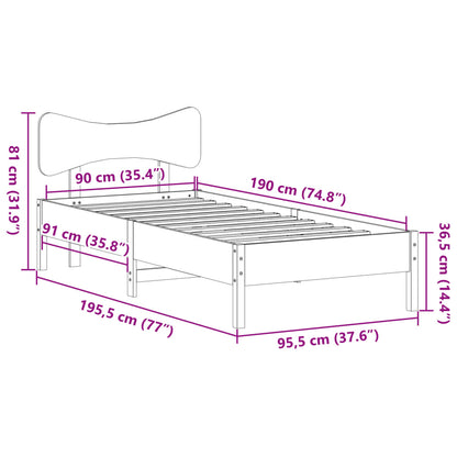 Bed Frame without Mattress Wax Brown 90x190 cm Single Solid Wood Pine