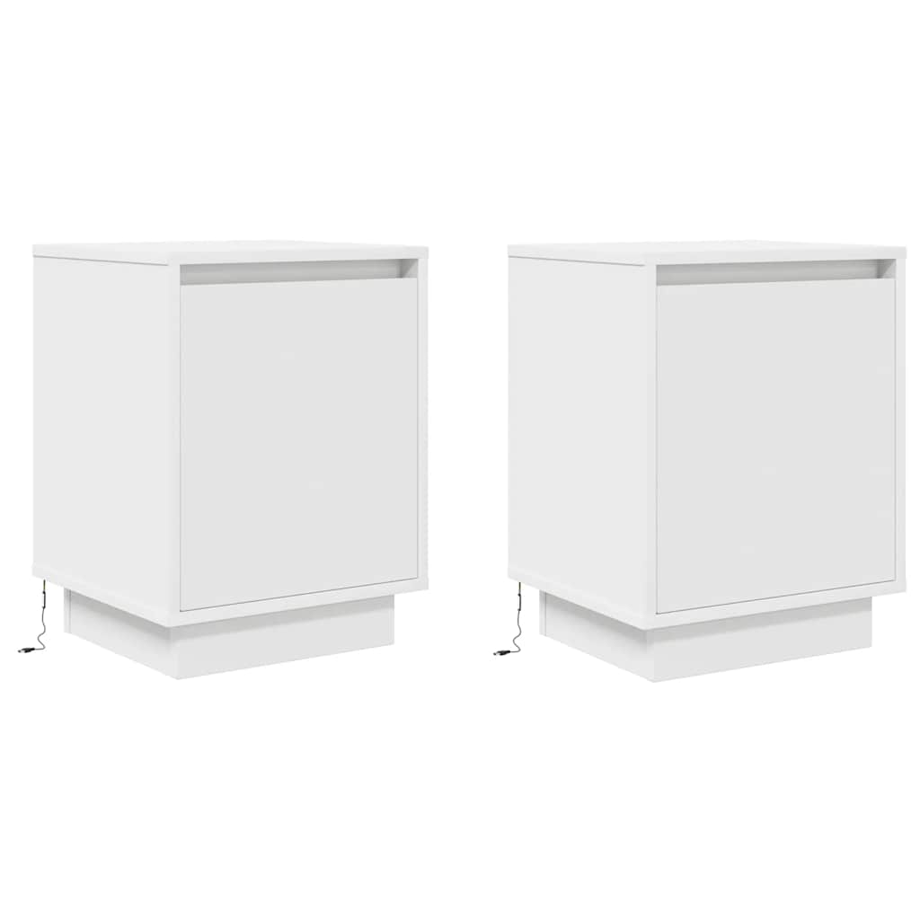 Bedside Cabinets with LED Lights 2 pcs White 38x34x50 cm