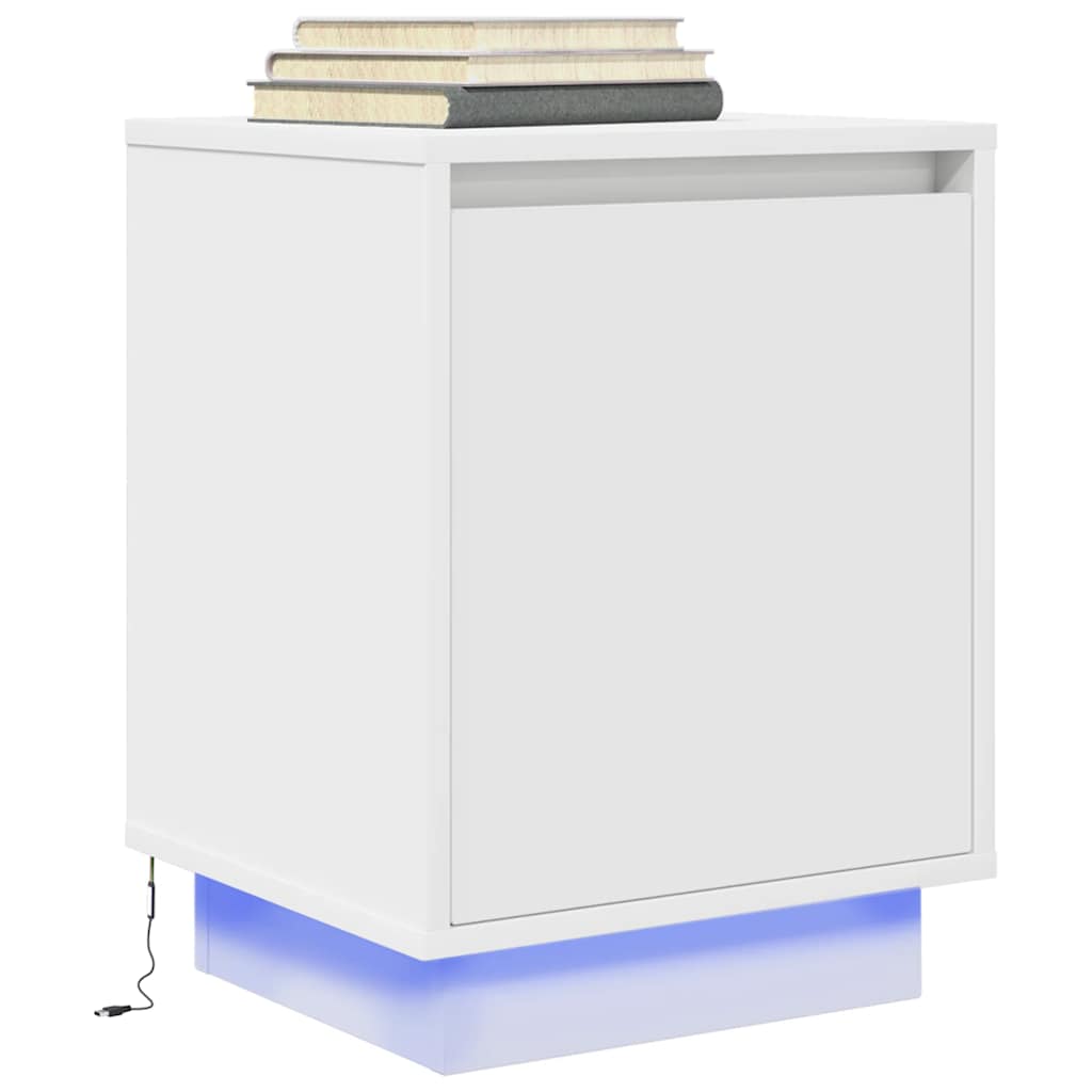 Bedside Cabinets with LED Lights 2 pcs White 38x34x50 cm