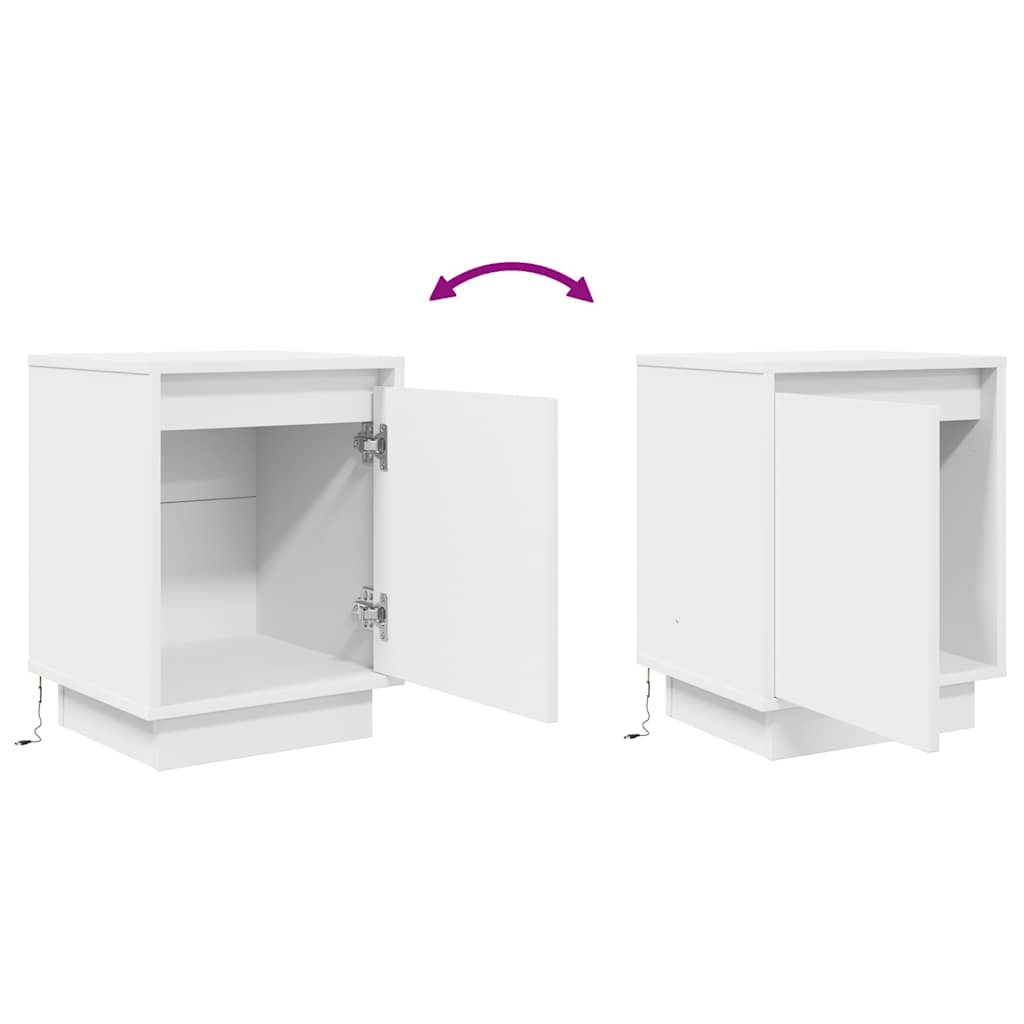 Bedside Cabinets with LED Lights 2 pcs White 38x34x50 cm