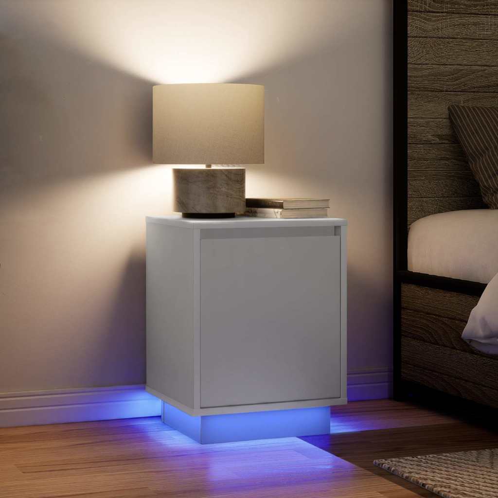 Bedside Cabinets with LED Lights 2 pcs White 38x34x50 cm