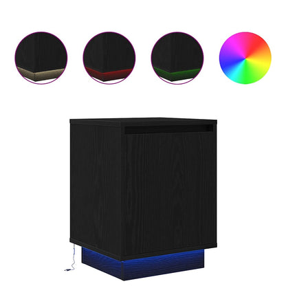 Bedside Cabinets with LED Lights 2 pcs Black 38x34x50 cm