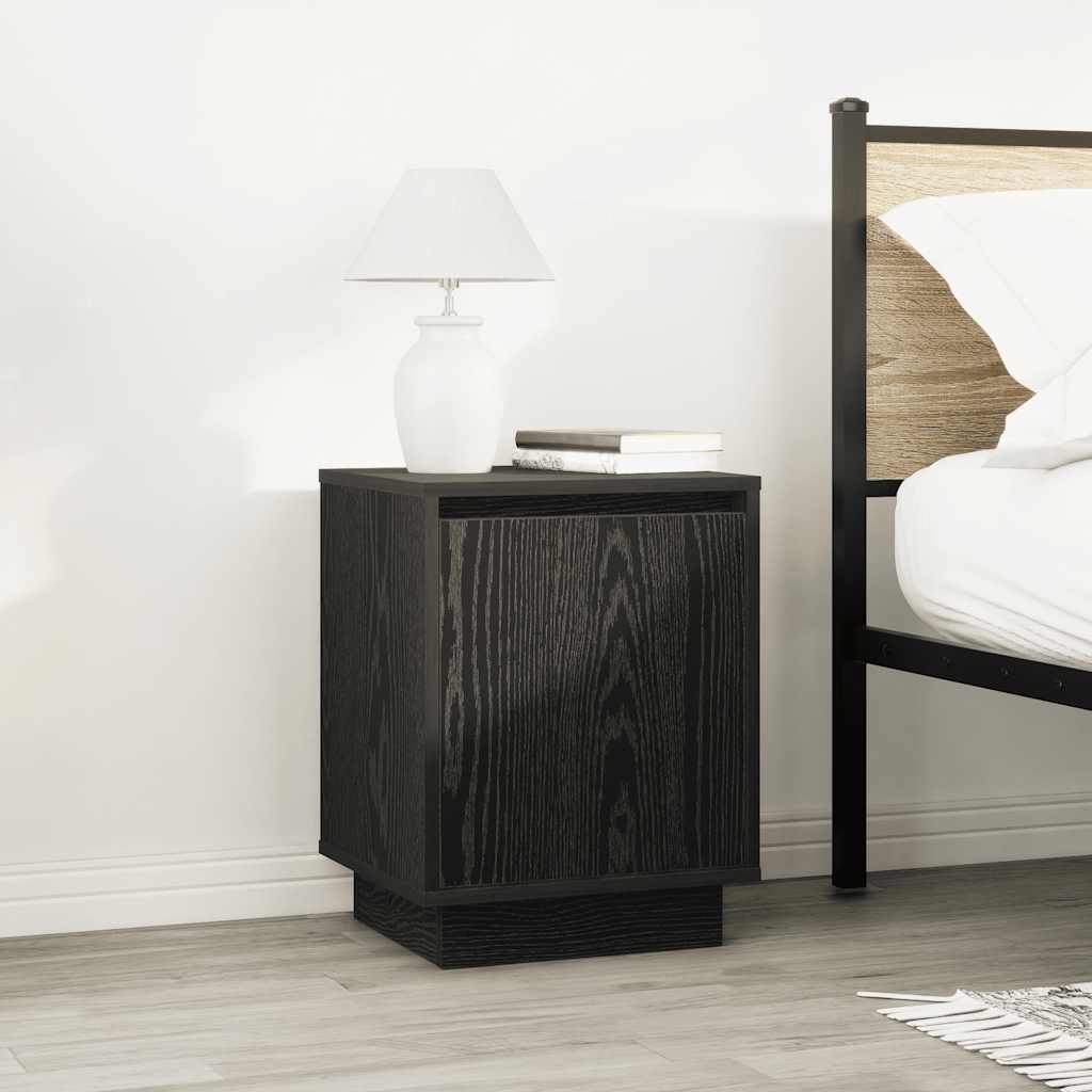 Bedside Cabinets with LED Lights 2 pcs Black 38x34x50 cm