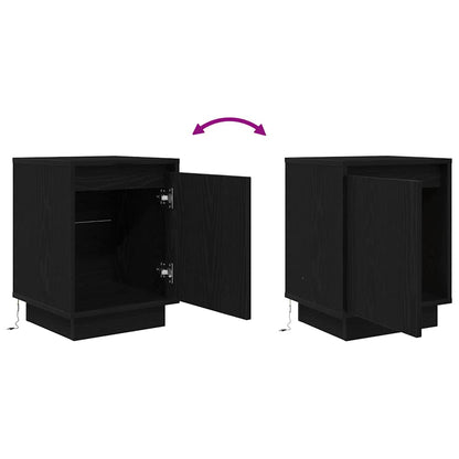 Bedside Cabinets with LED Lights 2 pcs Black 38x34x50 cm