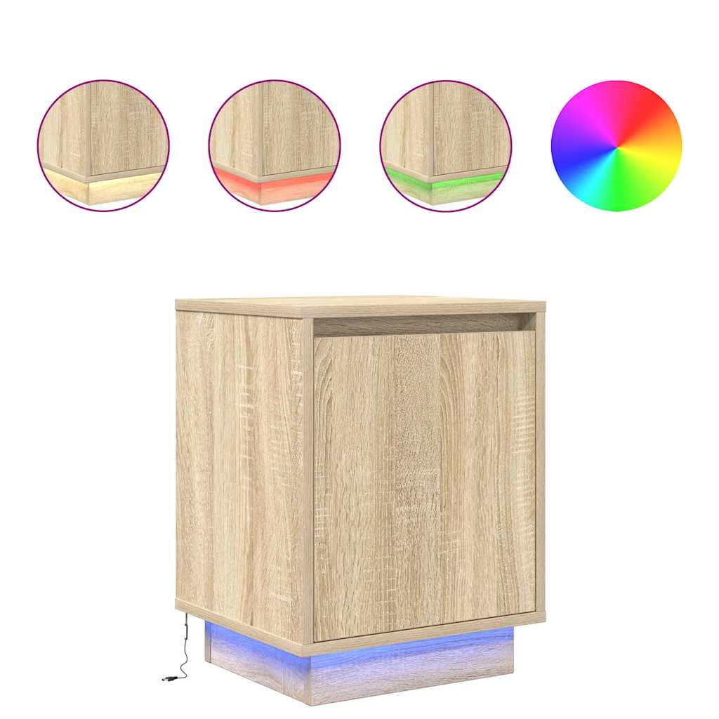 Bedside Cabinets with LED Lights 2 pcs Sonoma Oak 38x34x50 cm