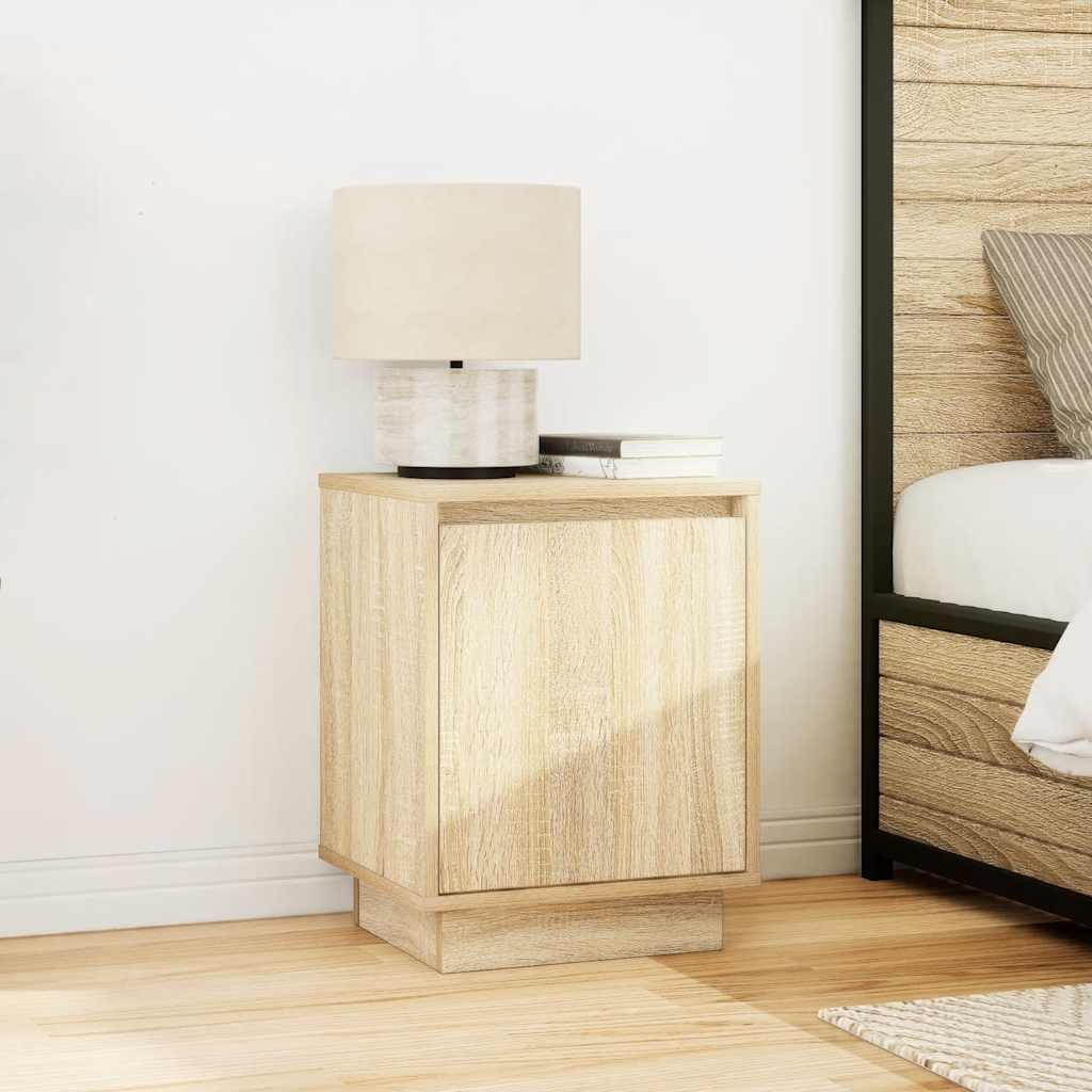 Bedside Cabinets with LED Lights 2 pcs Sonoma Oak 38x34x50 cm