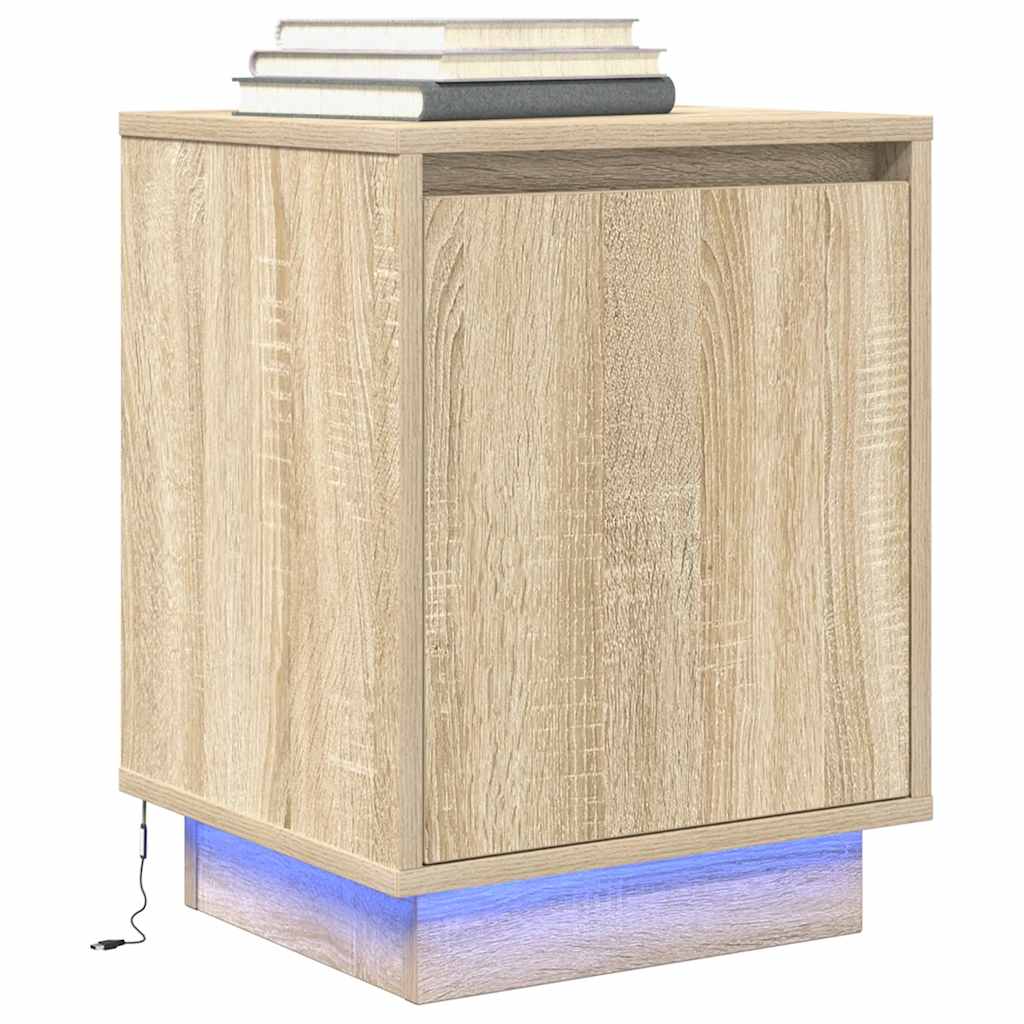 Bedside Cabinets with LED Lights 2 pcs Sonoma Oak 38x34x50 cm