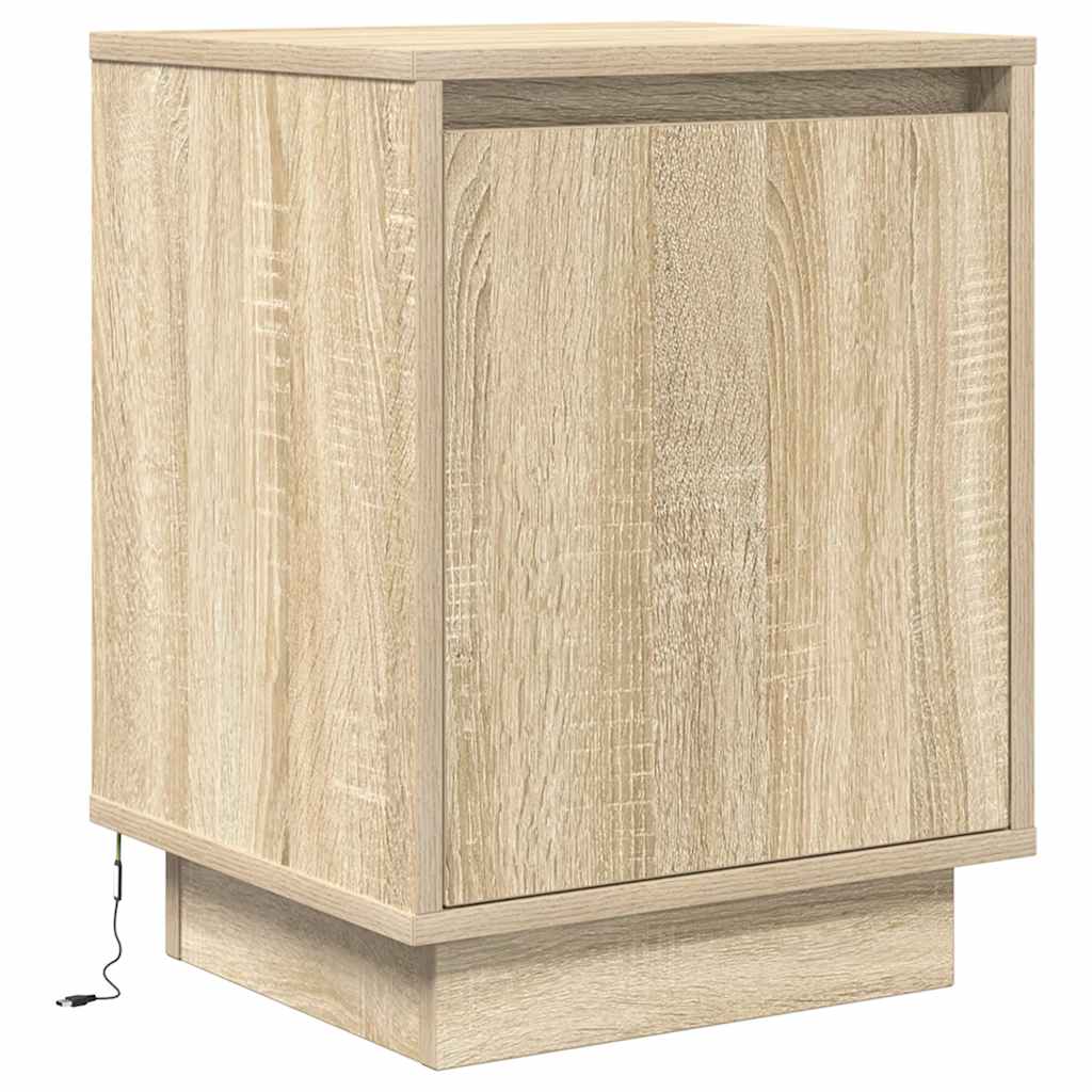 Bedside Cabinets with LED Lights 2 pcs Sonoma Oak 38x34x50 cm