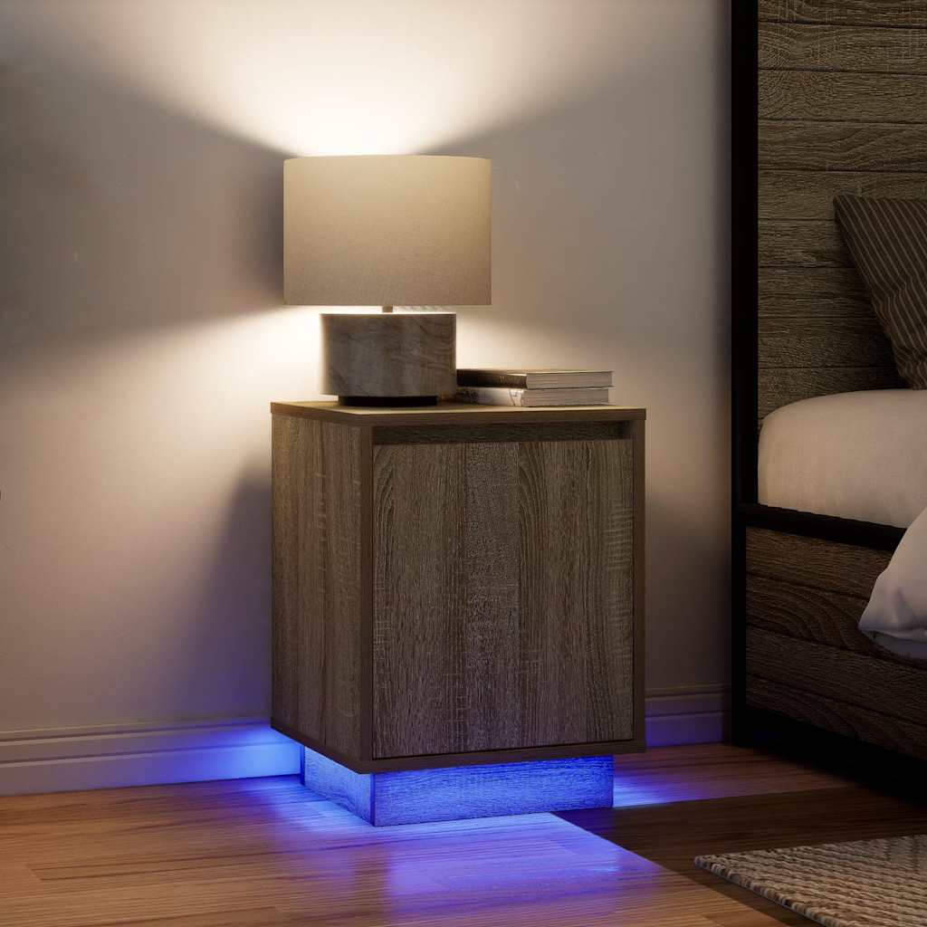 Bedside Cabinets with LED Lights 2 pcs Sonoma Oak 38x34x50 cm