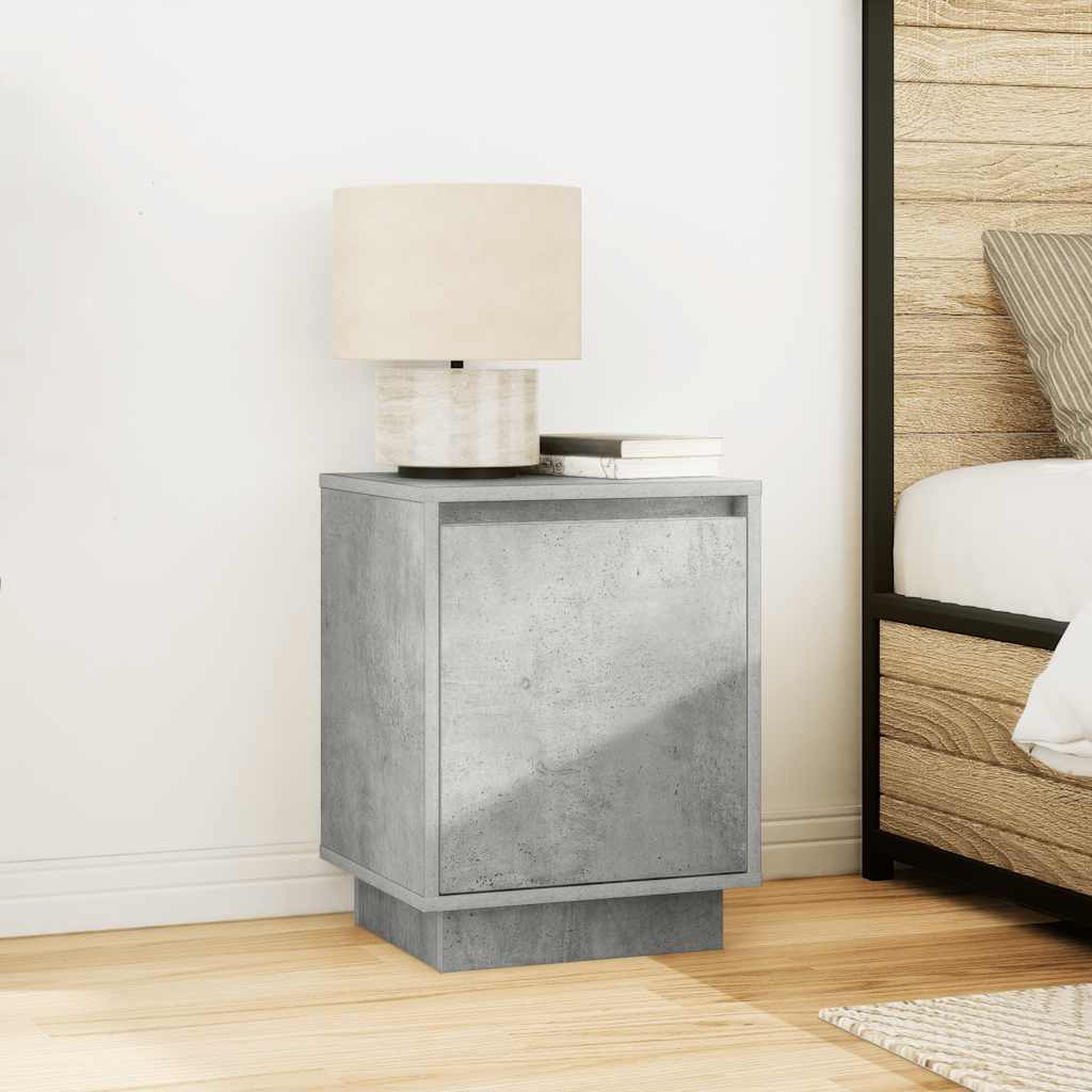 Bedside Cabinets with LED Lights 2 pcs Concrete Grey 38x34x50 cm