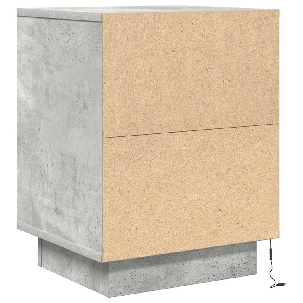 Bedside Cabinets with LED Lights 2 pcs Concrete Grey 38x34x50 cm