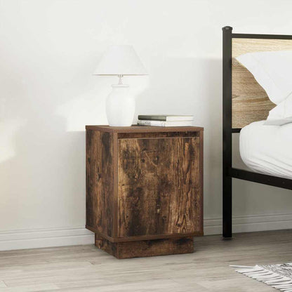 Bedside Cabinets with LED Lights 2 pcs Smoked Oak 38x34x50 cm