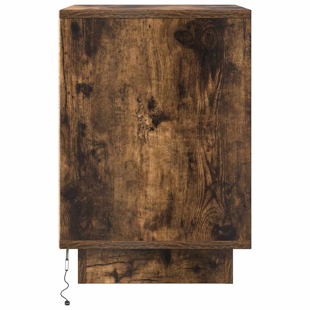 Bedside Cabinets with LED Lights 2 pcs Smoked Oak 38x34x50 cm