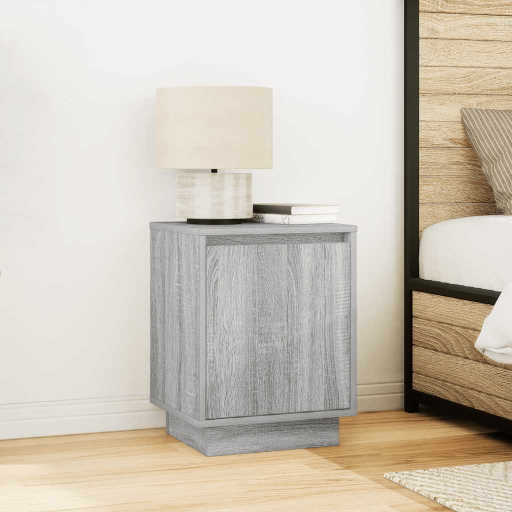 Bedside Cabinets with LED Lights 2 pcs Grey Sonoma 38x34x50 cm