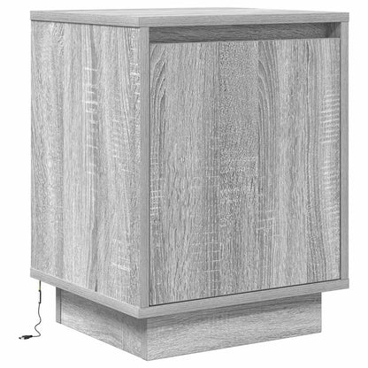 Bedside Cabinets with LED Lights 2 pcs Grey Sonoma 38x34x50 cm