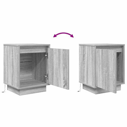 Bedside Cabinets with LED Lights 2 pcs Grey Sonoma 38x34x50 cm