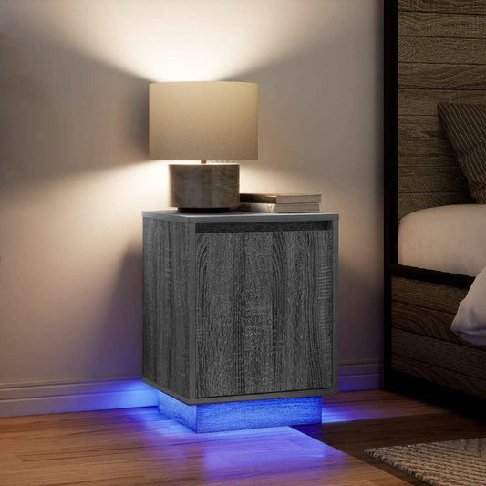 Bedside Cabinets with LED Lights 2 pcs Grey Sonoma 38x34x50 cm