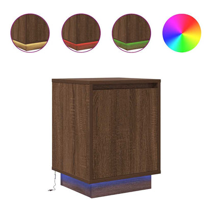 Bedside Cabinets with LED Lights 2 pcs Brown Oak 38x34x50 cm