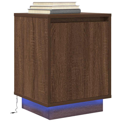 Bedside Cabinets with LED Lights 2 pcs Brown Oak 38x34x50 cm