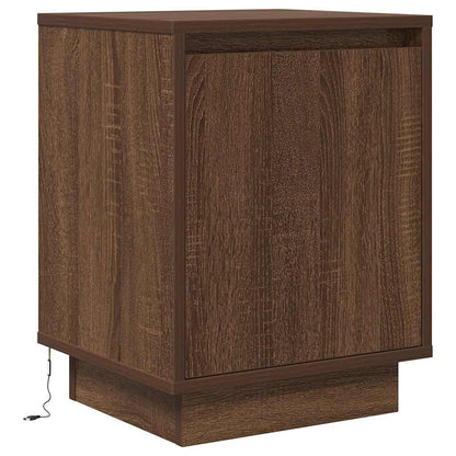 Bedside Cabinets with LED Lights 2 pcs Brown Oak 38x34x50 cm