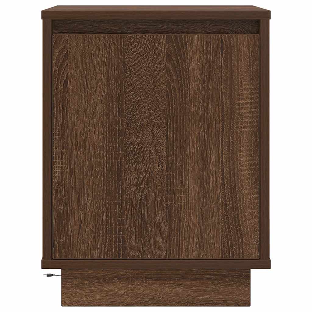 Bedside Cabinets with LED Lights 2 pcs Brown Oak 38x34x50 cm